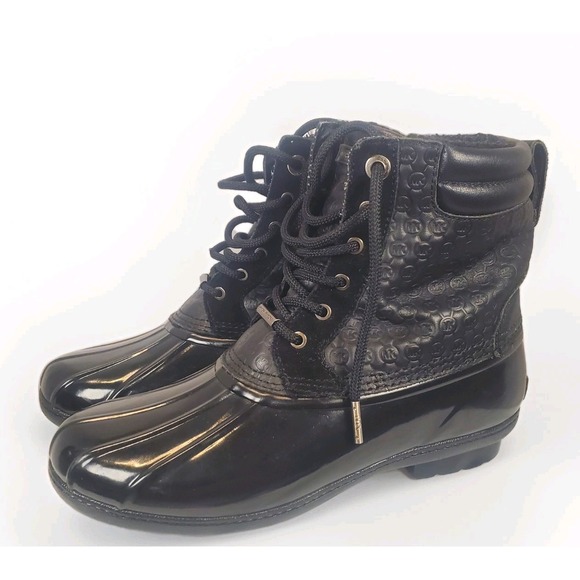 Michael Kors Shoes - Michael Kors Easton Women's Size 7 Lace Up Black Duck Boots Faux Fur Lined